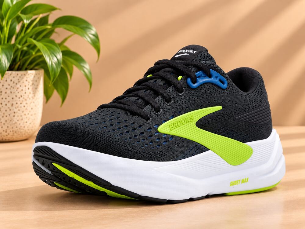NWT Brooks Ghost Max 3 Men Running Walking Shoes Black Navy Acid Lime Size 9.5